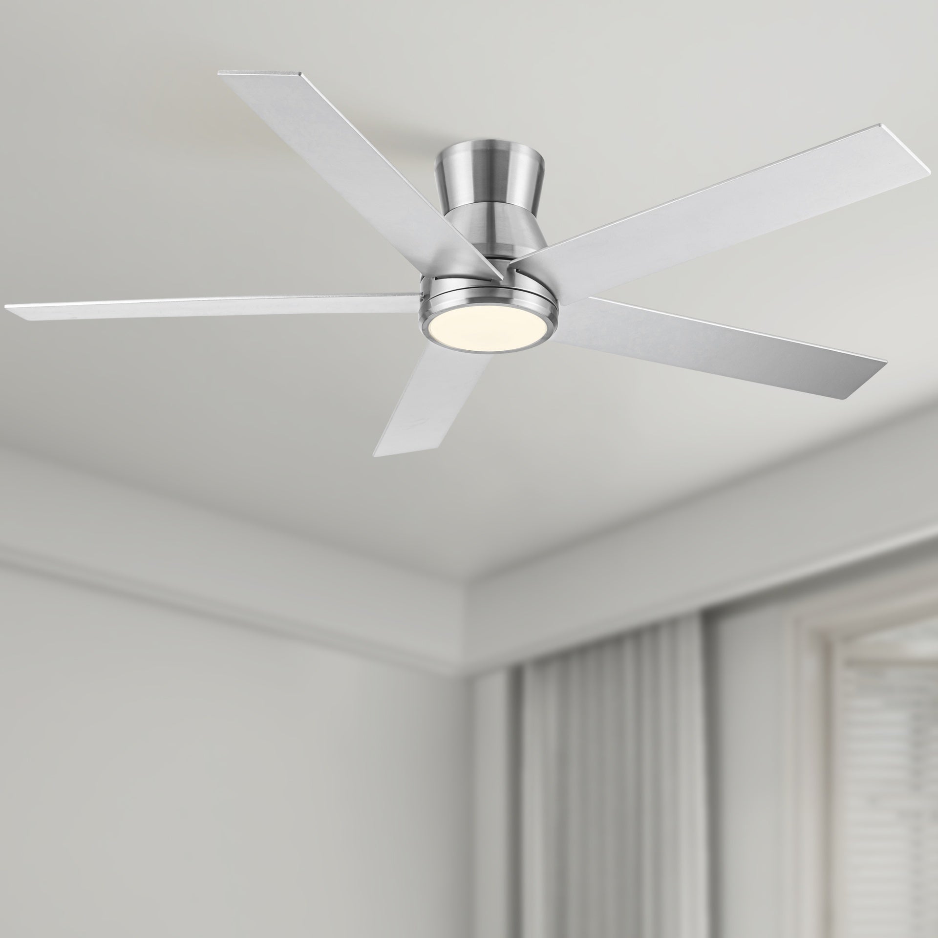 52" Brushed Nickel Lowe Profile Ceiling Fan with Light