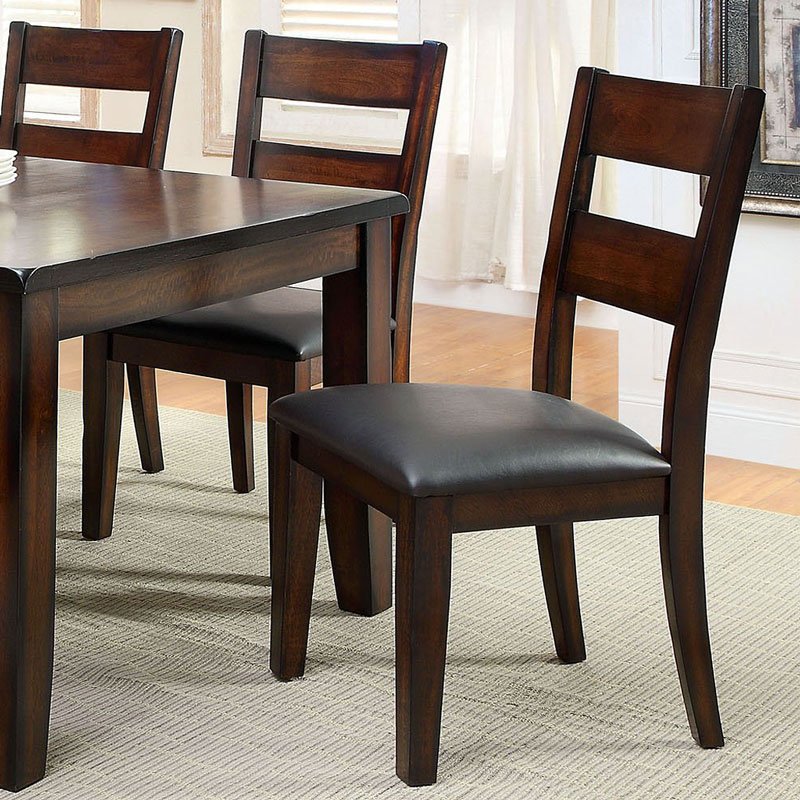 Dark Cherry Finish Solid wood Transitional Style Kitchen Set of 2pcs Dining Chairs Bold & Sturdy Design Chairs Dining Room Furniture Padded Leatherette Seats