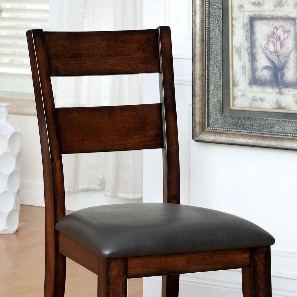 Dark Cherry Finish Solid wood Transitional Style Kitchen Set of 2pcs Dining Chairs Bold & Sturdy Design Chairs Dining Room Furniture Padded Leatherette Seats