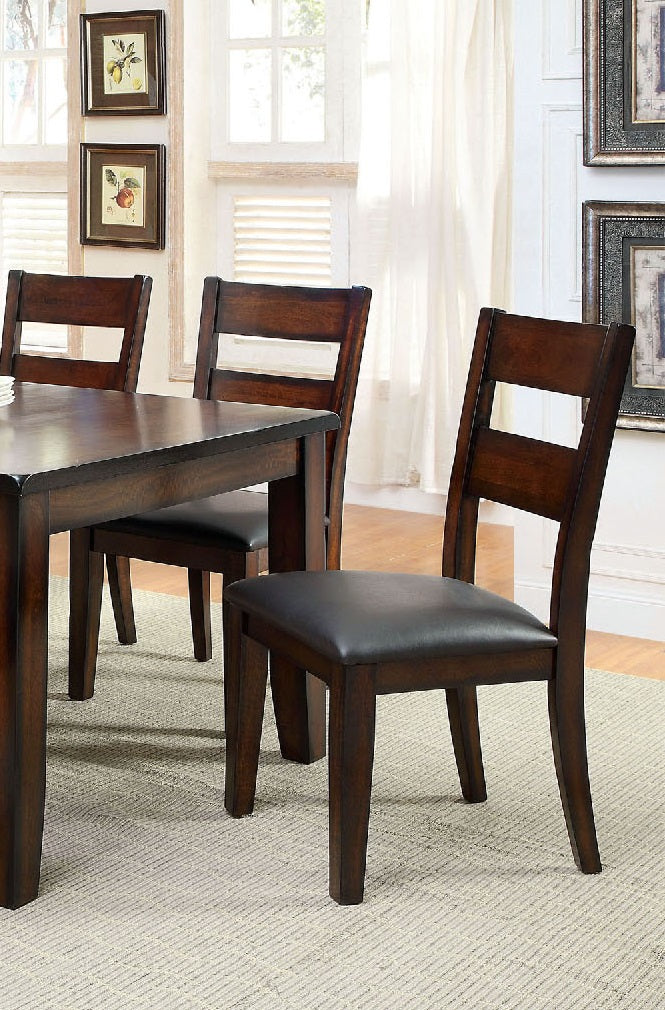 Dark Cherry Finish Solid wood Transitional Style Kitchen Set of 2pcs Dining Chairs Bold & Sturdy Design Chairs Dining Room Furniture Padded Leatherette Seats
