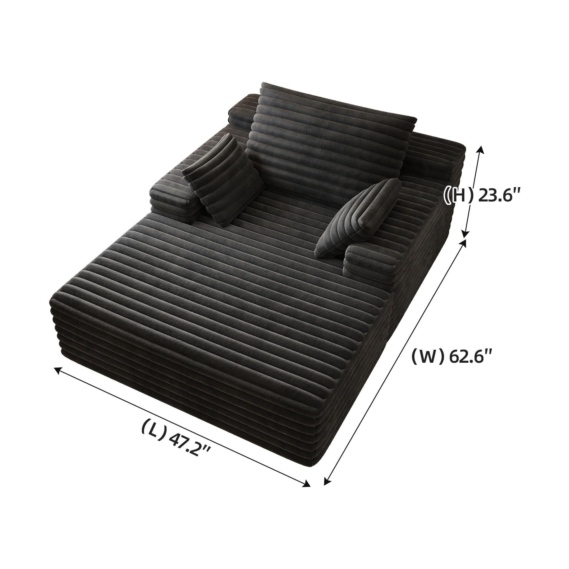 63"*47"odern Sofa bed  lounger for moviebonus room,No Assembly Required,Black(Plush Corduroy Fabric)