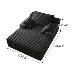 63"*47"odern Sofa bed  lounger for moviebonus room,No Assembly Required,Black(Plush Corduroy Fabric)