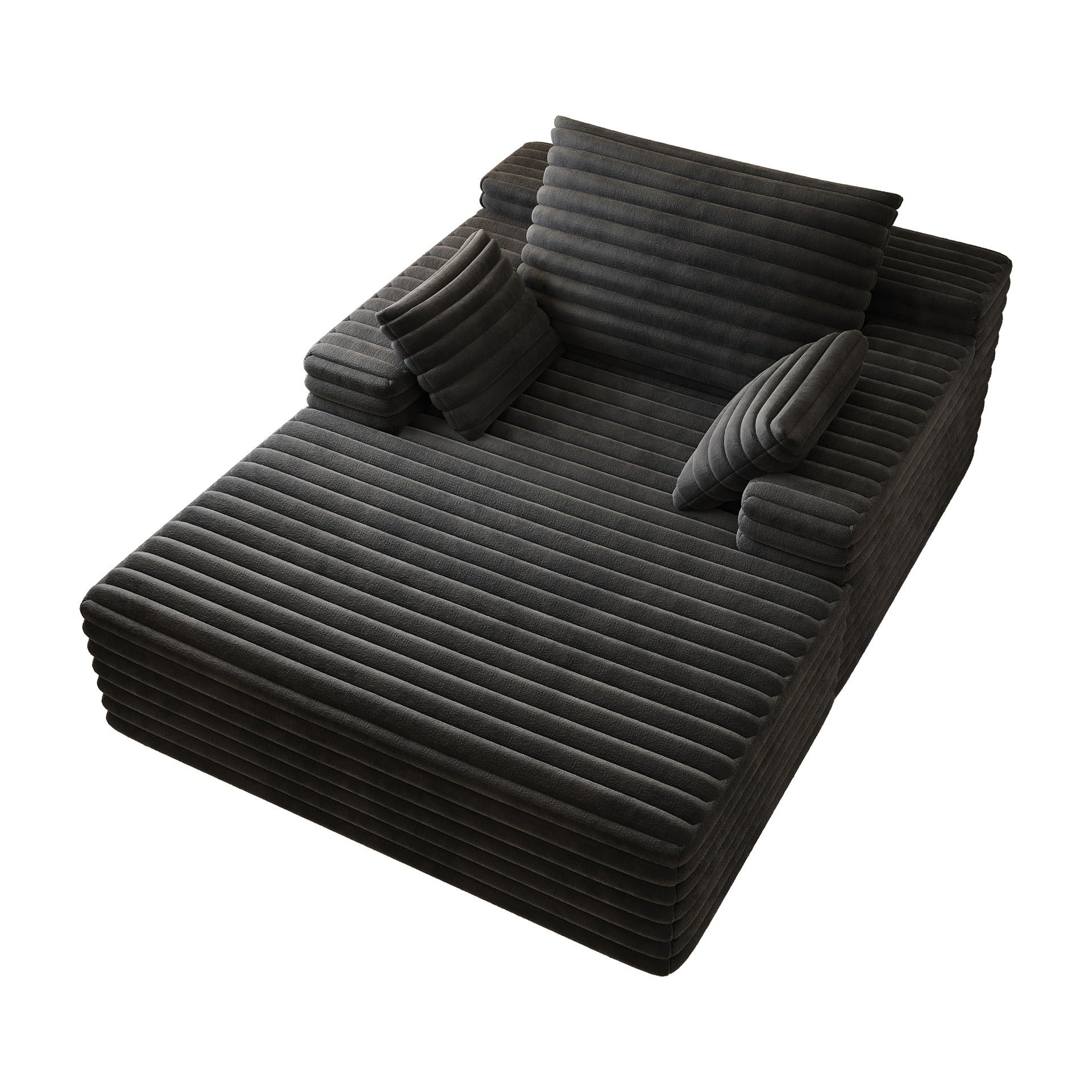 63"*47"odern Sofa bed  lounger for moviebonus room,No Assembly Required,Black(Plush Corduroy Fabric)
