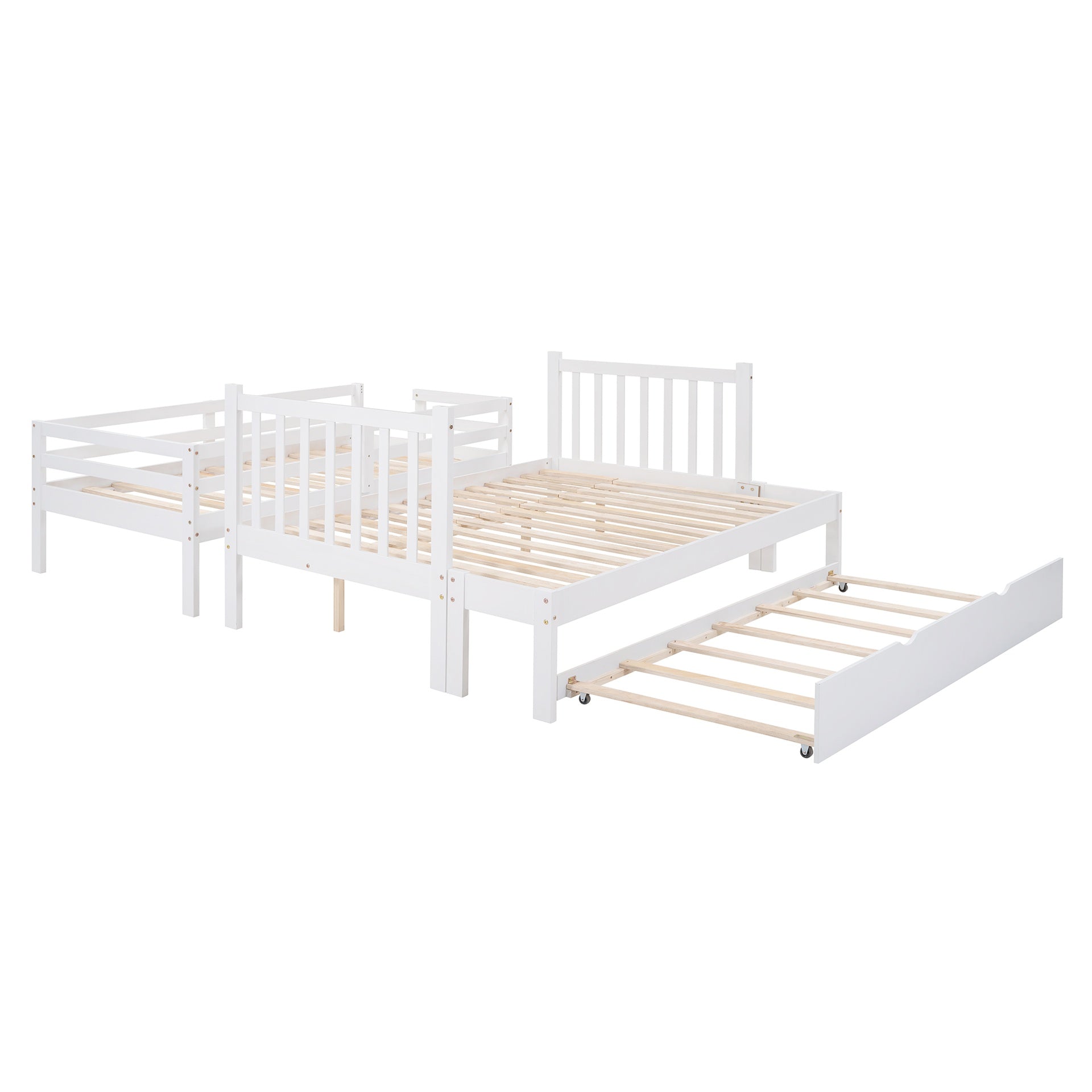 Twin over Full Bunk Bed with Twin Size Trundle (White)(OLD SKU :LT000025AAK-1)