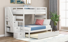 Twin over Full Bunk Bed with Twin Size Trundle (White)(OLD SKU :LT000025AAK-1)