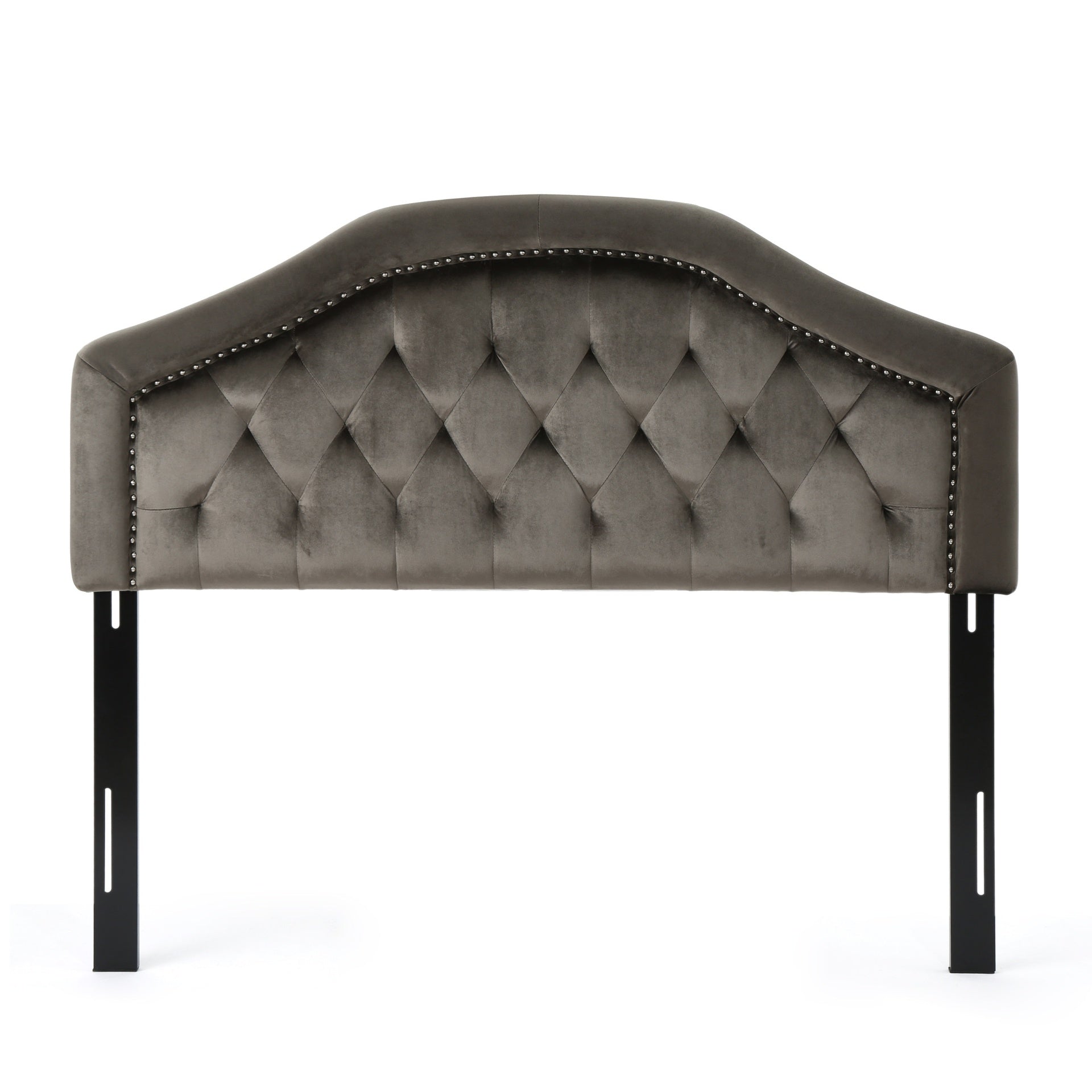 Tufted Upholstered Headboard Queen Size, Solid Wood Head Board with Durable Metal Legs, Adjustable Height Queen headboard with Nailhead Trim in Bedroom