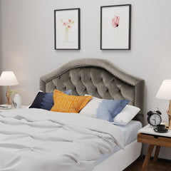 Tufted Upholstered Headboard Queen Size, Solid Wood Head Board with Durable Metal Legs, Adjustable Height Queen headboard with Nailhead Trim in Bedroom