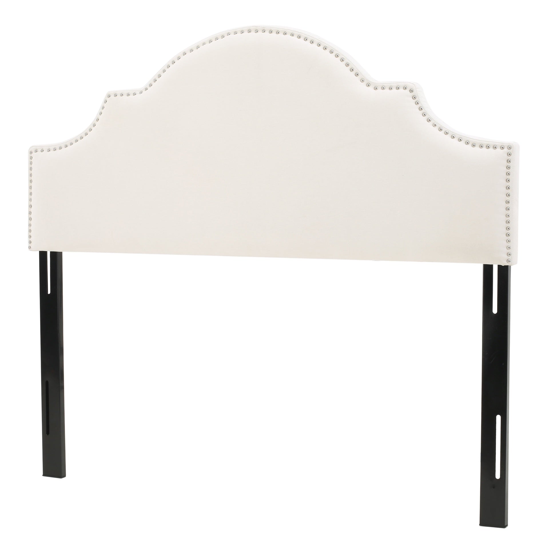 Upholstered Headboard Queen Size, Solid Wood Head Board with Durable Metal Legs, Adjustable Height Queen headboard with Nailhead Trim in Bedroom