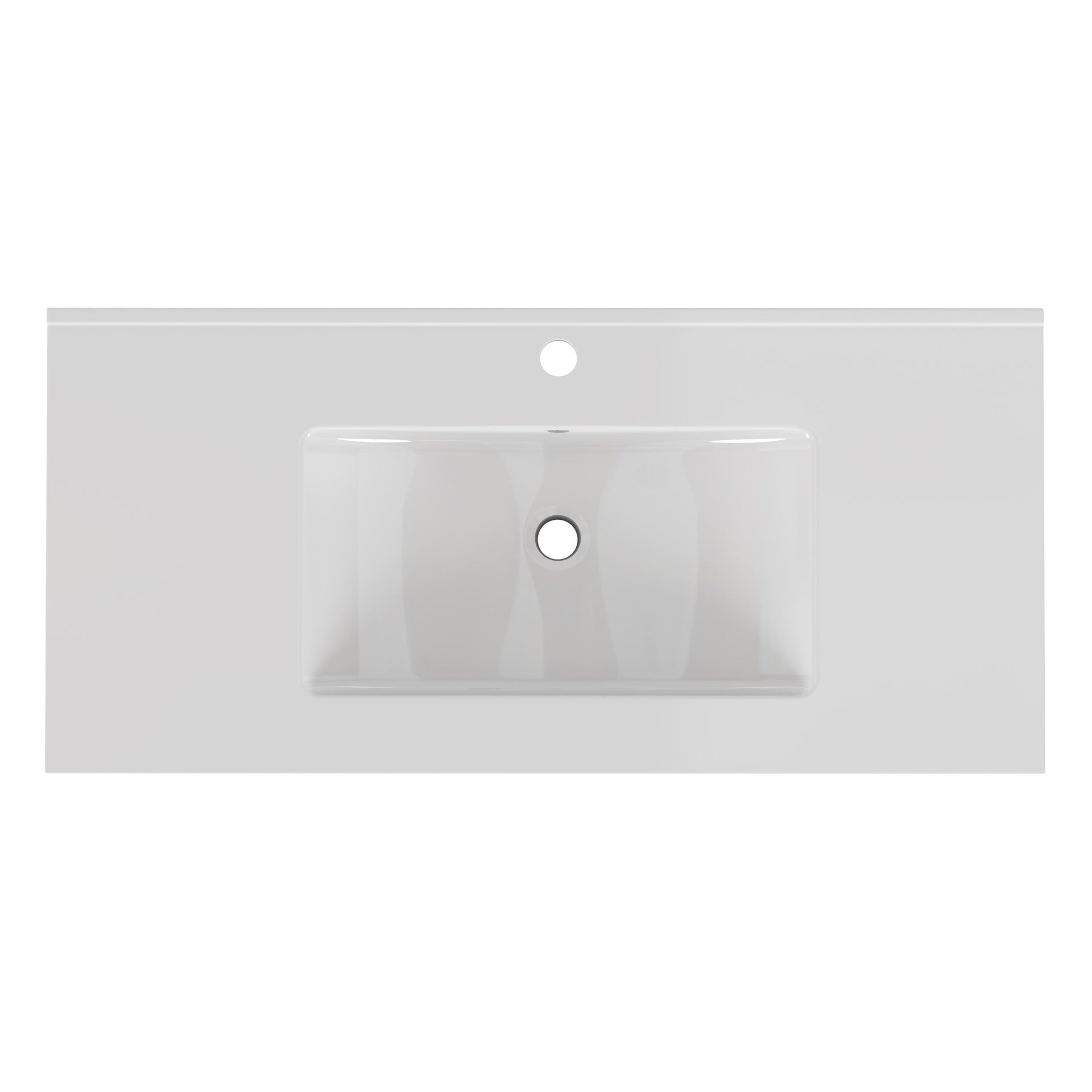 36-Inch White Ceramic Bathroom Sink, Fits 36-Inch Vanity,Pre-Drilled Faucet Hole,Modern Minimalist Design,Durable & Easy to Clean