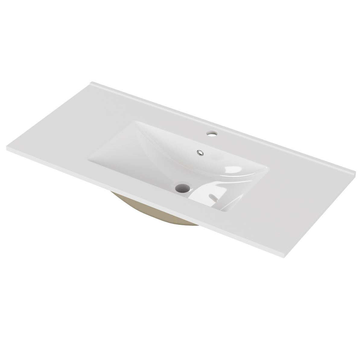 36-Inch White Ceramic Bathroom Sink, Fits 36-Inch Vanity,Pre-Drilled Faucet Hole,Modern Minimalist Design,Durable & Easy to Clean
