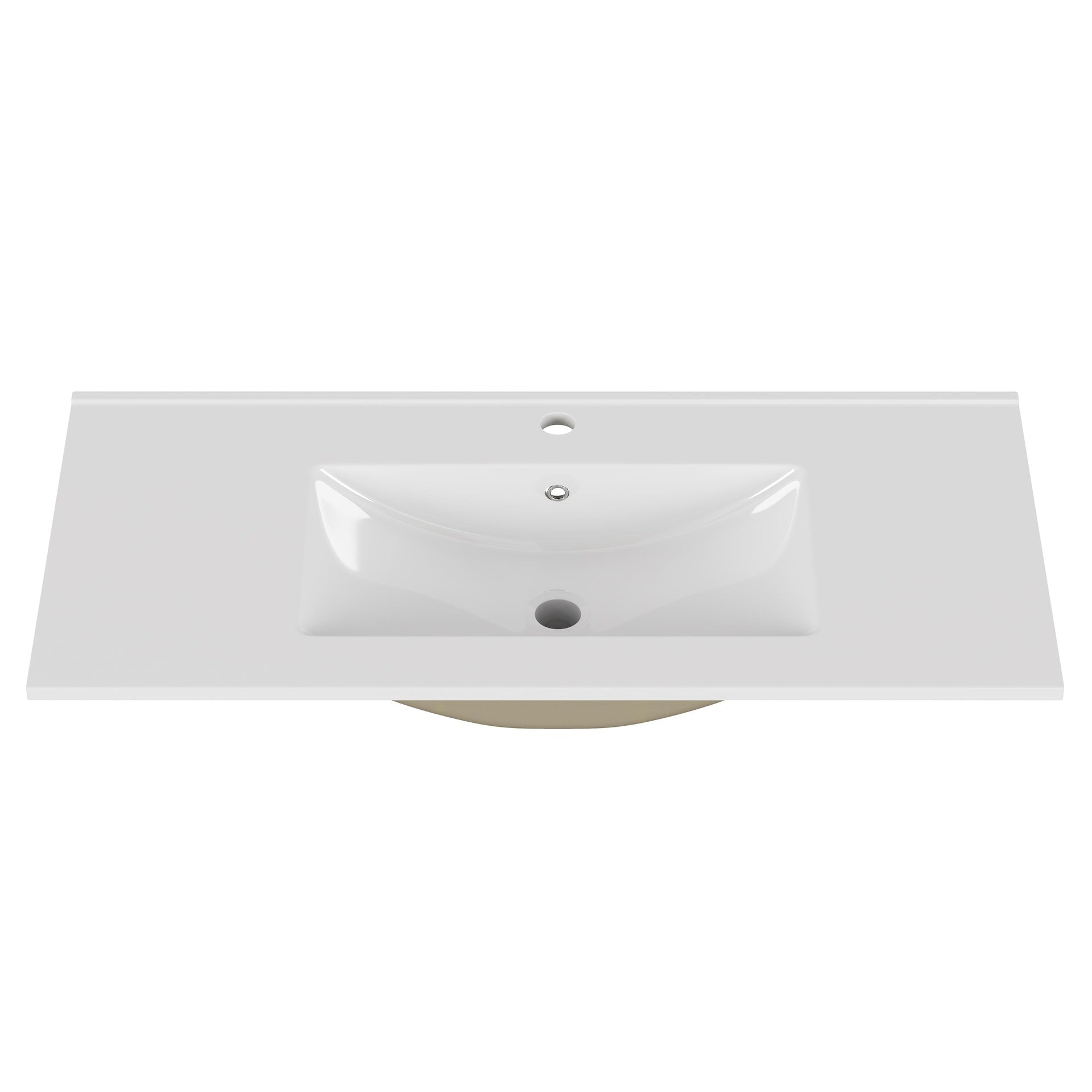 36-Inch White Ceramic Bathroom Sink, Fits 36-Inch Vanity,Pre-Drilled Faucet Hole,Modern Minimalist Design,Durable & Easy to Clean