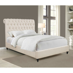 Clemence Beige Tufted Upholstered Eastern King Bed