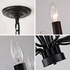 Industrial Black Chandelier Rustic Vintage 24-Lights Candle Style Chandeliers Light Fixture Large Retro Black Chandelier for Dining Room, Kitchen Island, Living Room, E12