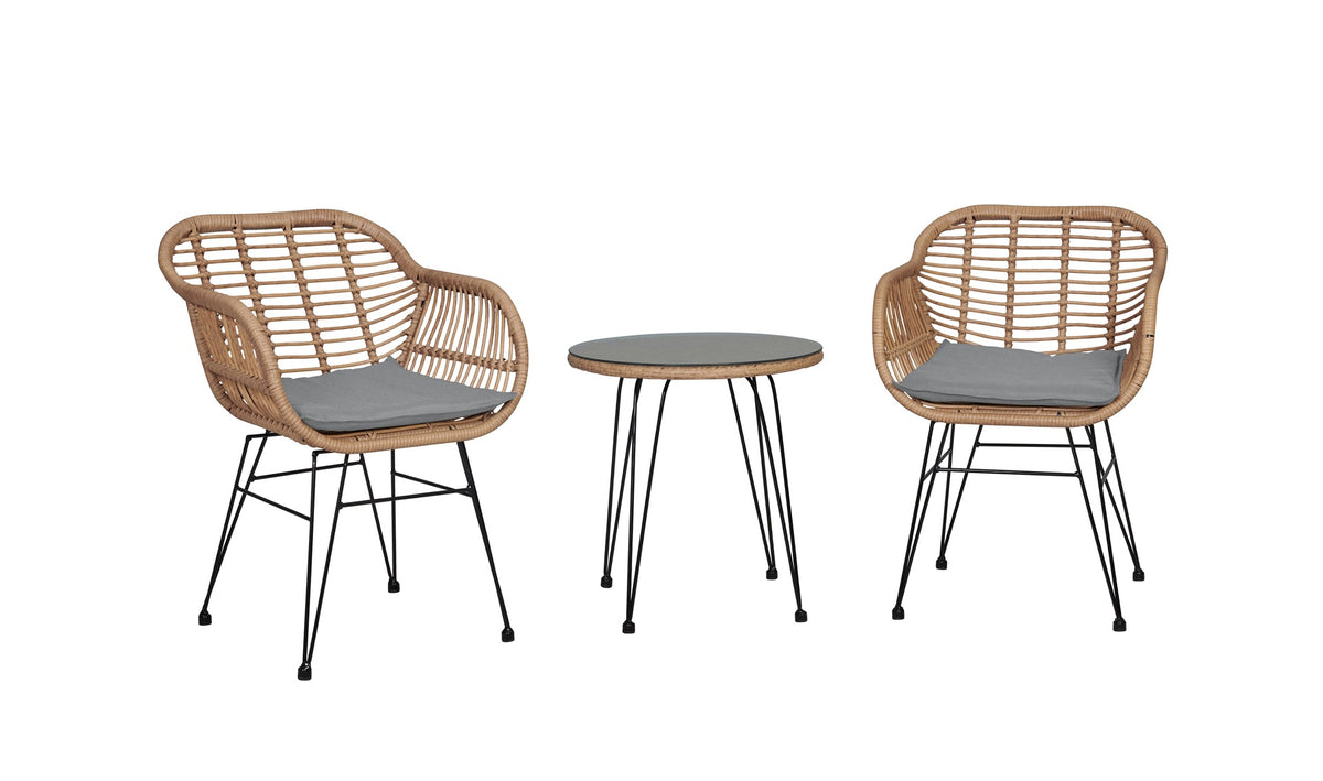 3-Piece Conversation Set in Tan and Gray