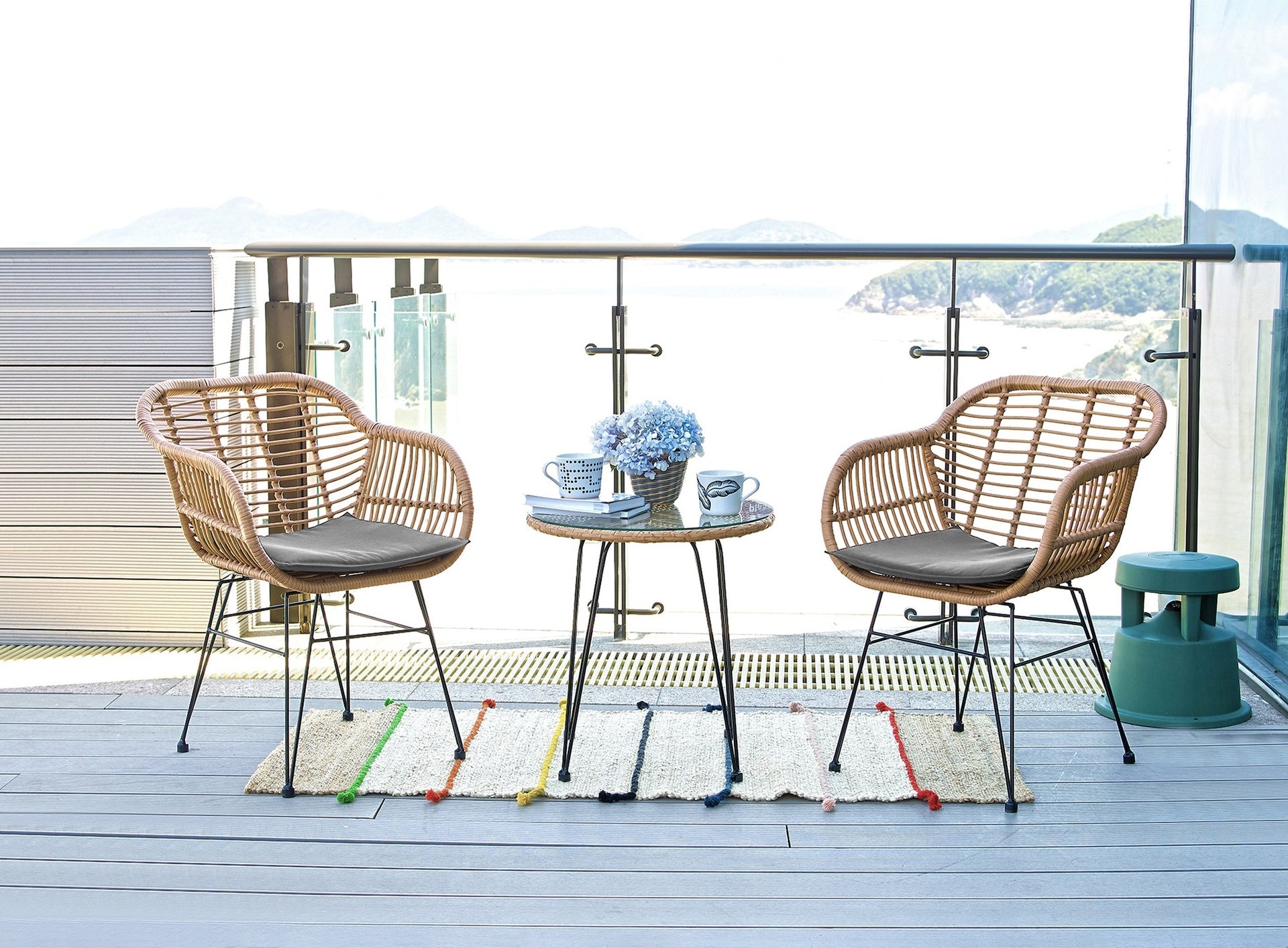 3-Piece Conversation Set in Tan and Gray