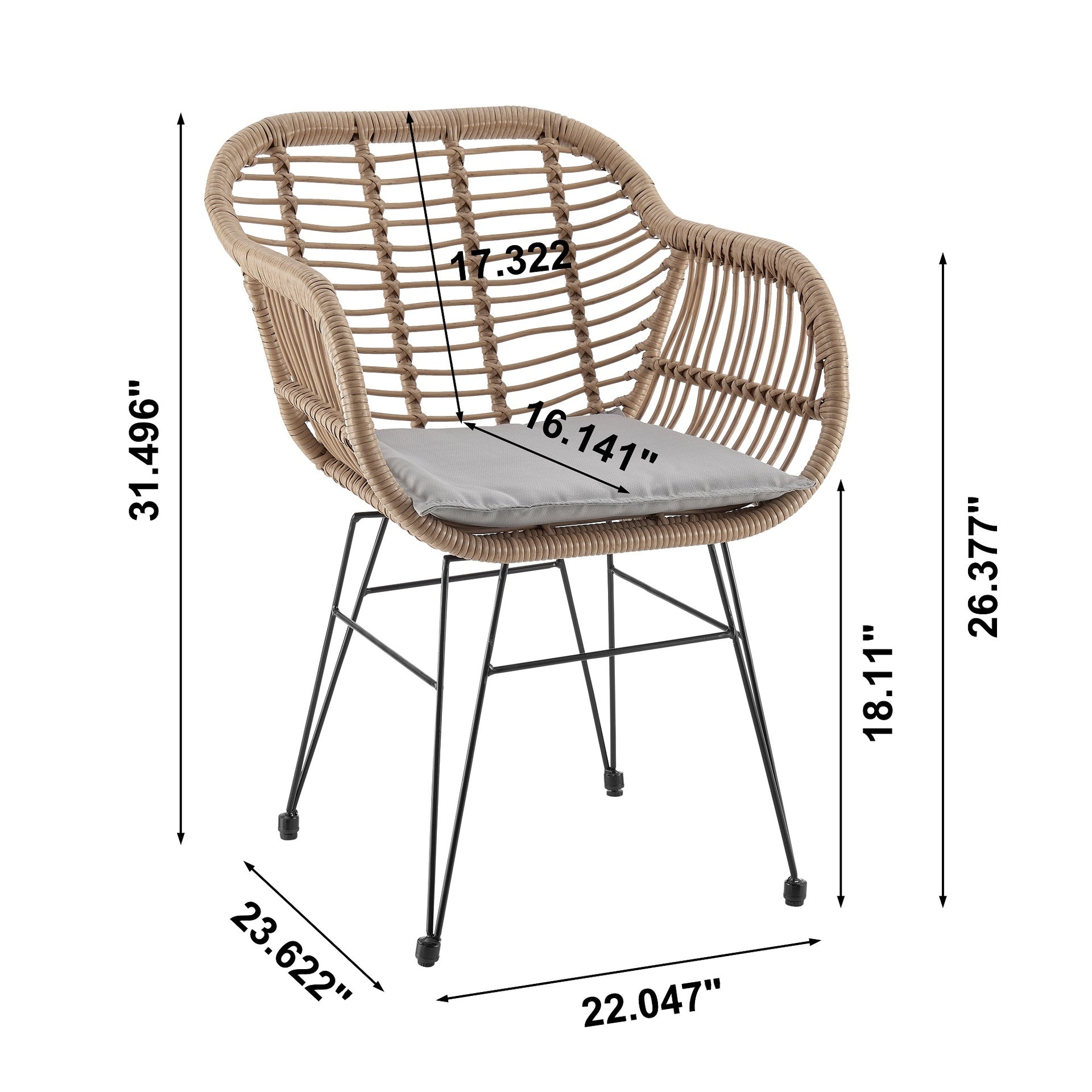 3-Piece Conversation Set in Tan and Gray