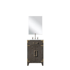 Brown Oak Single Bath Vanity 20 in. W x 18 in. D, Acrylic Countertop, 18 in. Mirror and Faucet Set