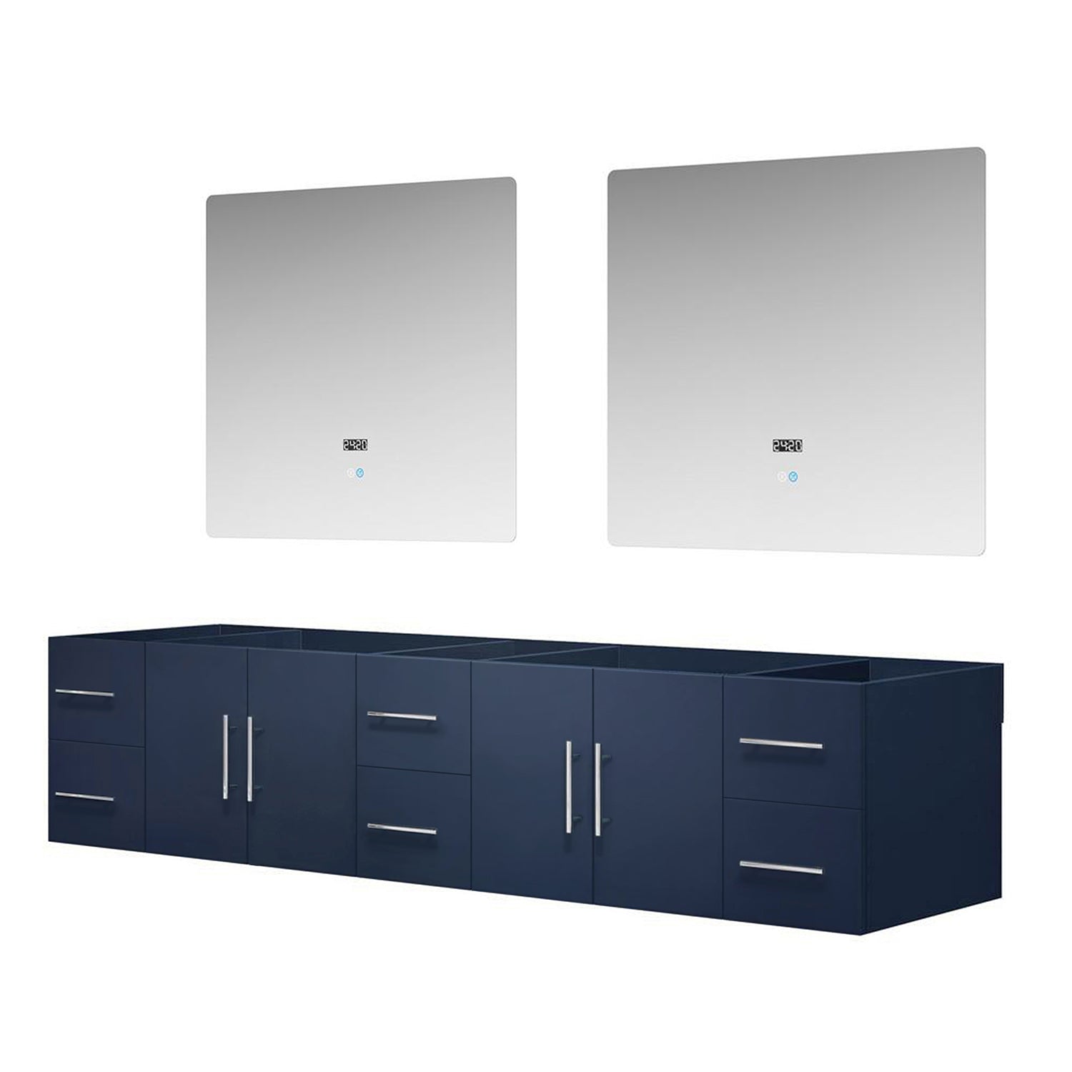 Navy Blue Double Bath Vanity 84 in. W x 22 in. D, and 36 in. LED Mirrors