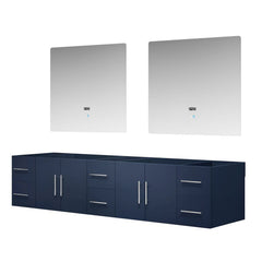 Navy Blue Double Bath Vanity 84 in. W x 22 in. D, and 36 in. LED Mirrors
