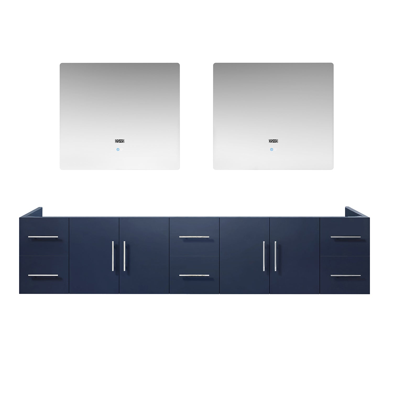 Navy Blue Double Bath Vanity 84 in. W x 22 in. D, and 36 in. LED Mirrors