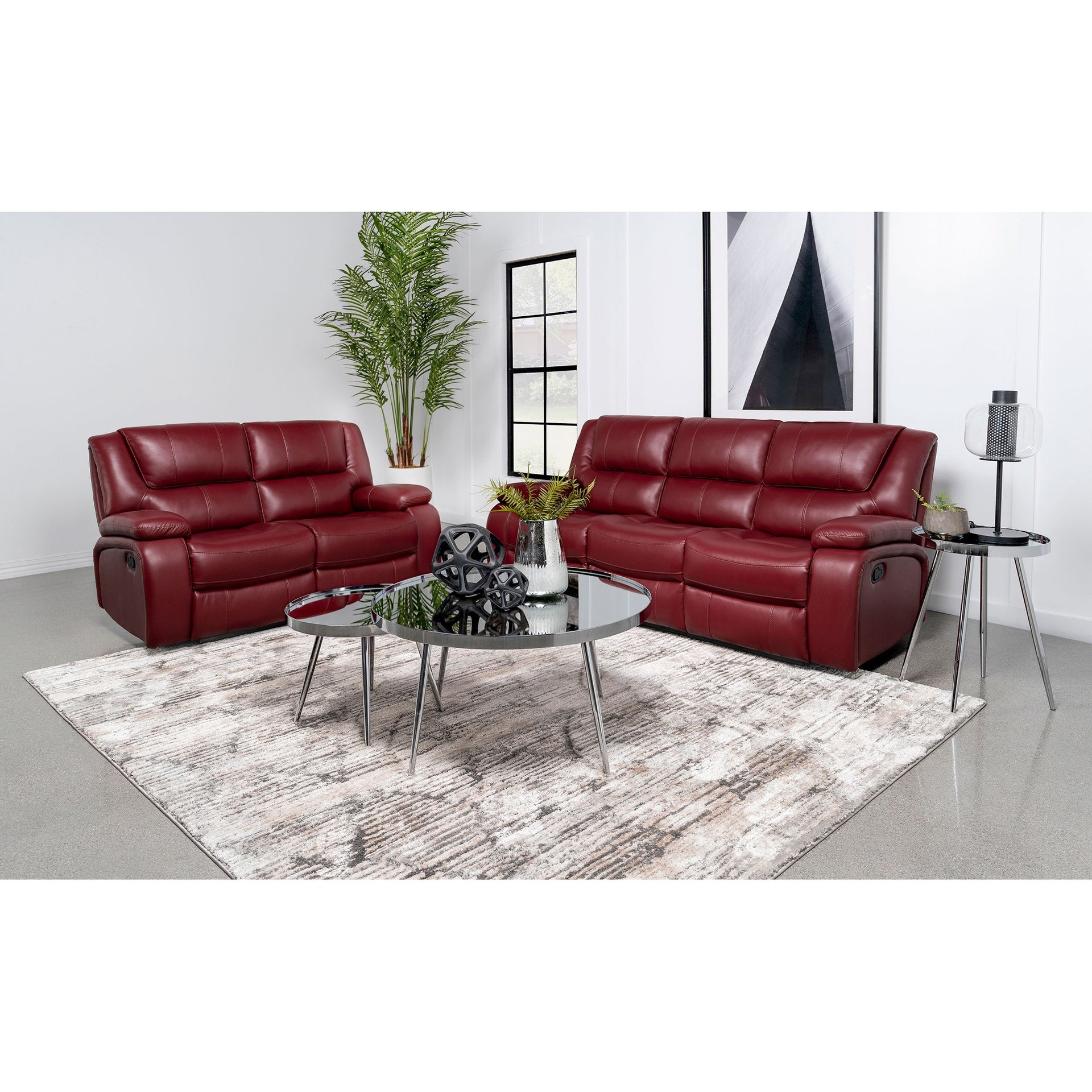 Elodie Red 2-Piece Reclining Sofa Set