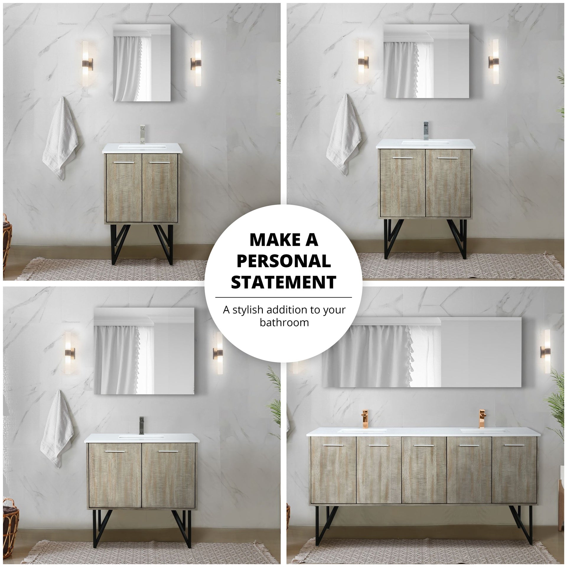 Rustic Acacia Double Bath Vanity 80 in. W x 20 in. D, with Cultured Marble Top