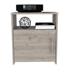 Nightstand, Single Door Cabinet, Metal Handle, One Shelf, Superior Top, Light Gray