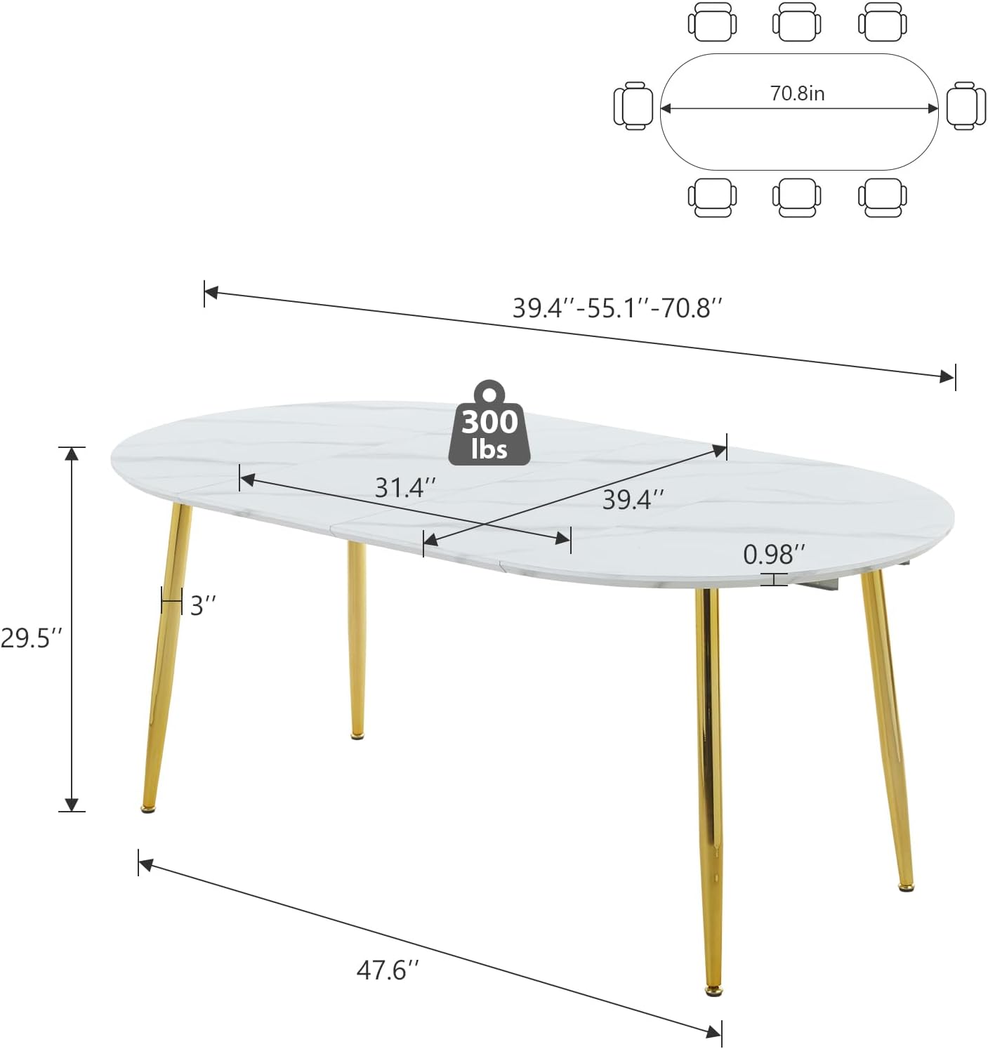 Extendable table,DINING TABLE,OFFICE TABLE,COFFEE TABLE,metal leg,MDF top,100/140/180x100x75cm,golden and white color
