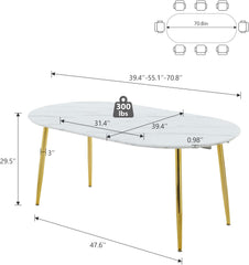 Extendable table,DINING TABLE,OFFICE TABLE,COFFEE TABLE,metal leg,MDF top,100/140/180x100x75cm,golden and white color