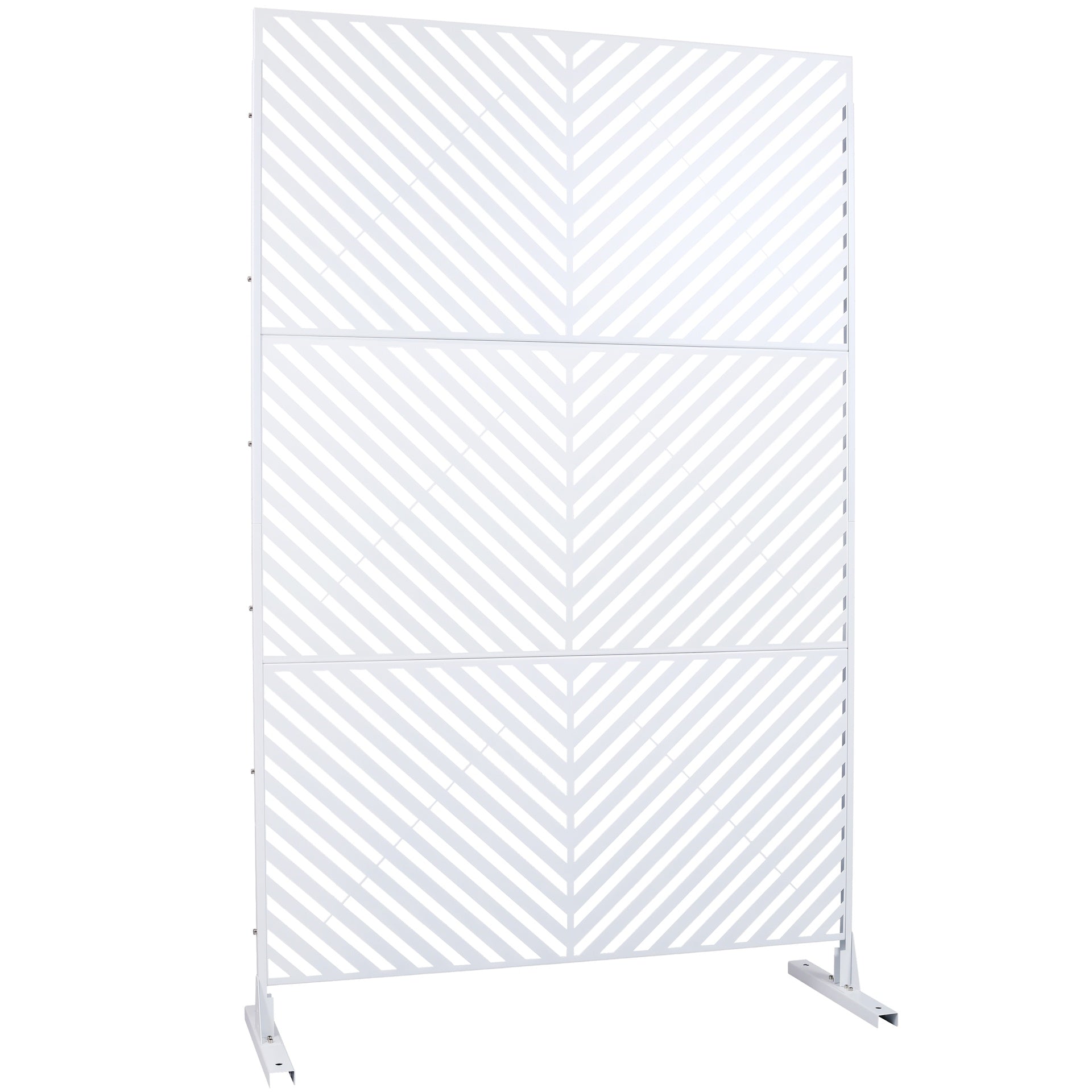 Outdoor & Indoor Privacy Screen Metal Privacy Screen 76" H×48" W, Freestanding Decorative Privacy Screen for Deck Balcony Patio, Privacy Fence Panels for Outside Lawn Garden PS113 WHITE