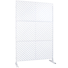 Outdoor & Indoor Privacy Screen Metal Privacy Screen 76" H×48" W, Freestanding Decorative Privacy Screen for Deck Balcony Patio, Privacy Fence Panels for Outside Lawn Garden PS113 WHITE
