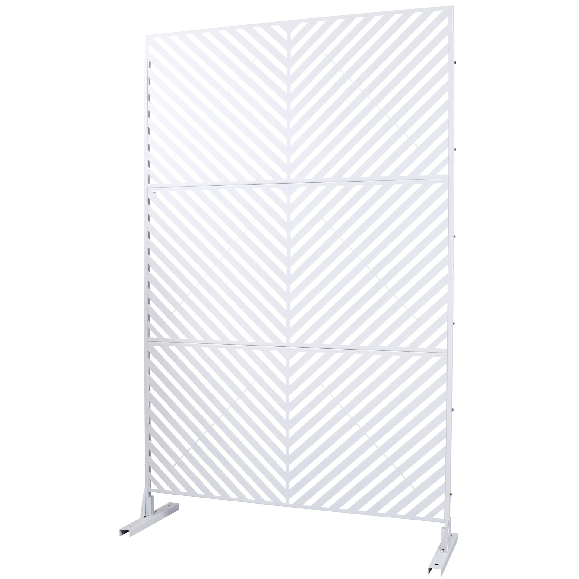 Outdoor & Indoor Privacy Screen Metal Privacy Screen 76" H×48" W, Freestanding Decorative Privacy Screen for Deck Balcony Patio, Privacy Fence Panels for Outside Lawn Garden PS113 WHITE