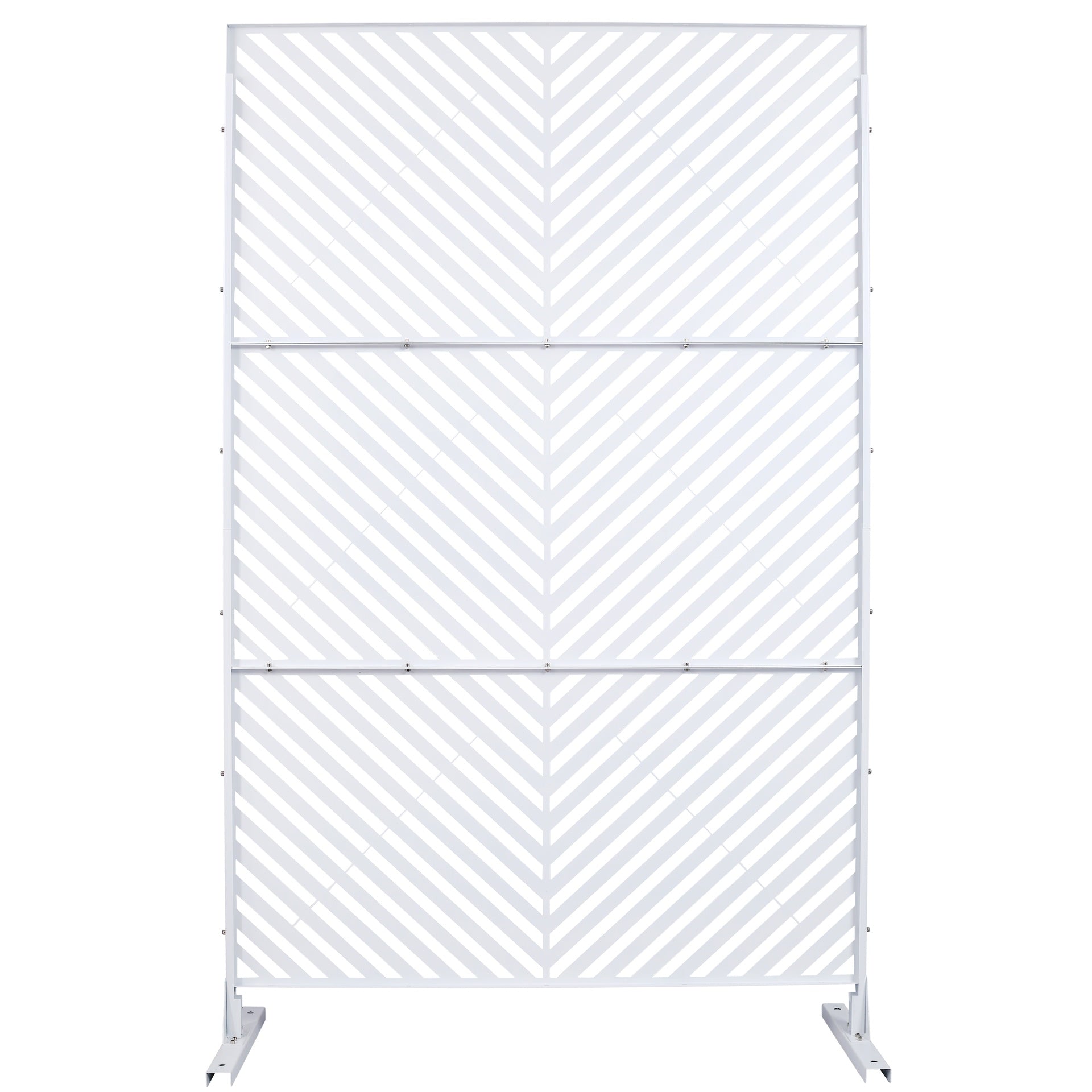 Outdoor & Indoor Privacy Screen Metal Privacy Screen 76" H×48" W, Freestanding Decorative Privacy Screen for Deck Balcony Patio, Privacy Fence Panels for Outside Lawn Garden PS113 WHITE
