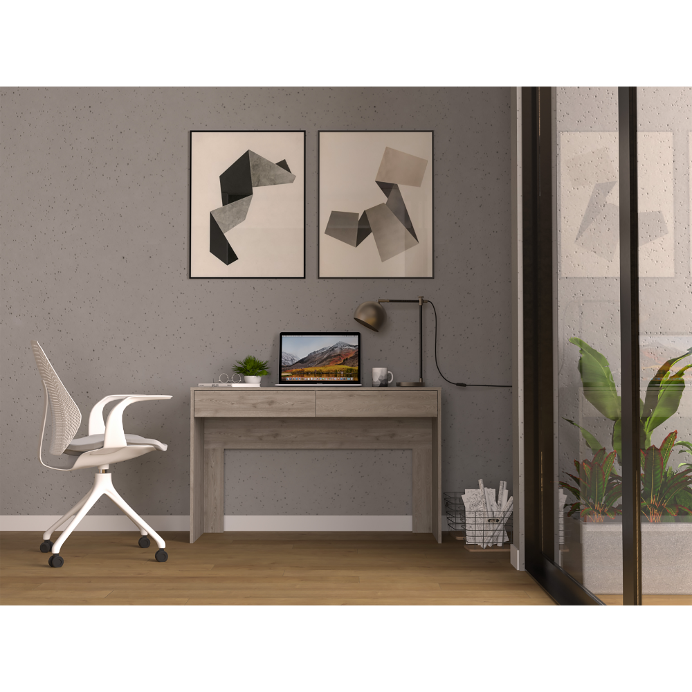 Computer Desk with Two Drawers Writing , Light Gray