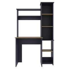 Desk 64" H, 7 Shelves, Alby Blue / Natural Oak - Home Office