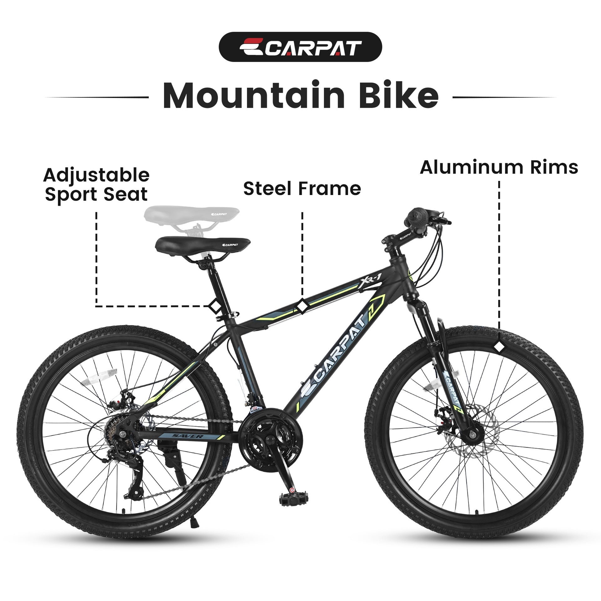 S24102  24 Inch Mountain Bike Boys Girls, Steel  Frame, Shimano 21 Speed Mountain Bicycle with Daul Disc Brakes and Front Suspension MTB