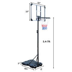 Portable Basketball Hoop Stand with Wheels for Kids Youth Adjustable Height 5.4ft - 7ft Use for Indoor Outdoor Basketball Goals Play Set