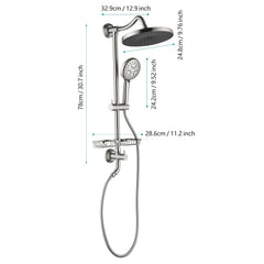 ShowerSpas Shower System, with 10" Rain Showerhead, 4-Function Hand Shower, Adjustable Slide Bar and Soap Dish