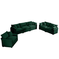 3 Piece Sectional Sofa Oversized Sectional Sofa Comfortable Sectional Sofa , One Single Sectional Sofa, One 2-Seater Sofas, One 3-Seater Sofas Green Corduroy Deep Seat Sofa