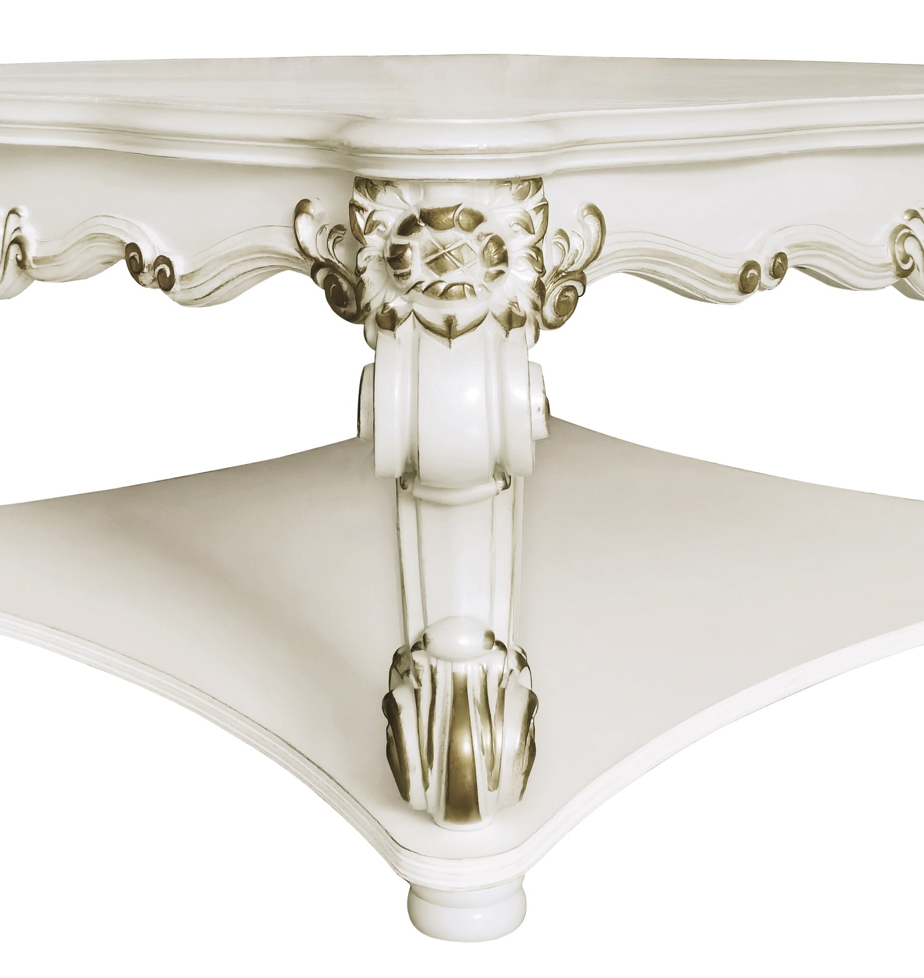 Vendome Antique Pearl Finish Square Coffee Table