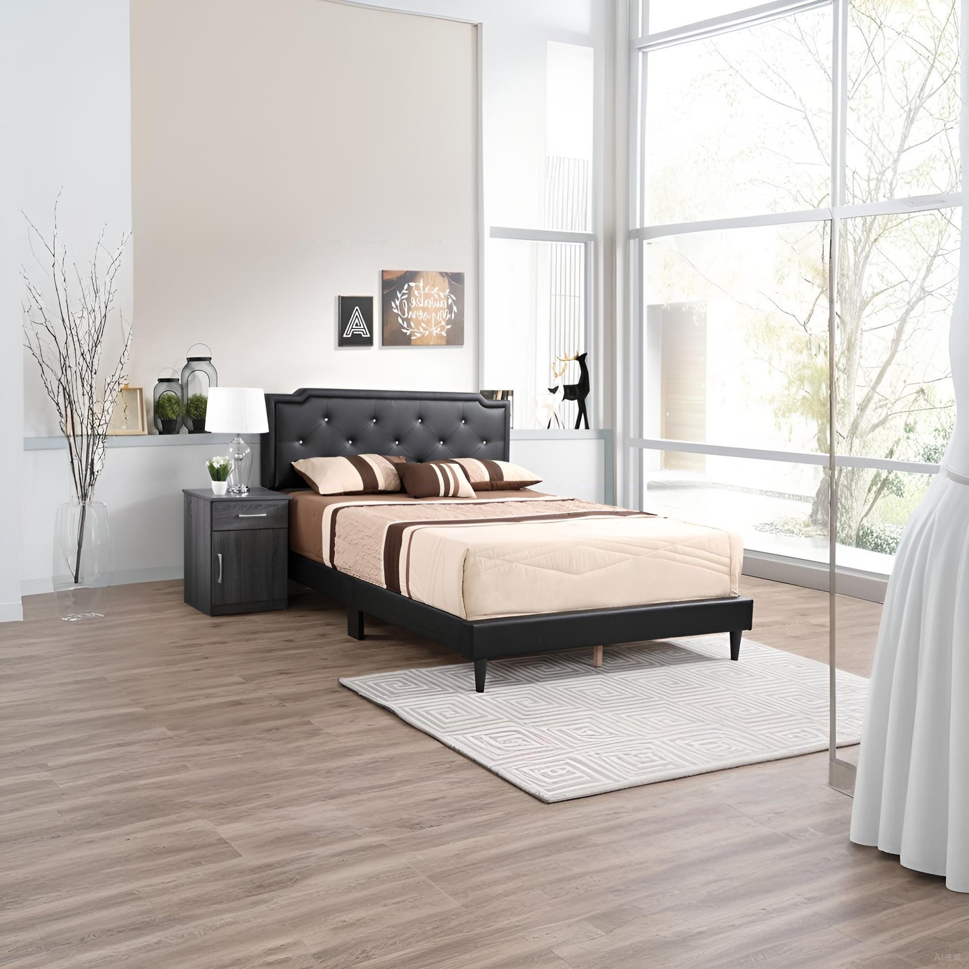 Elegant Black Queen Bed For Modern Bedrooms