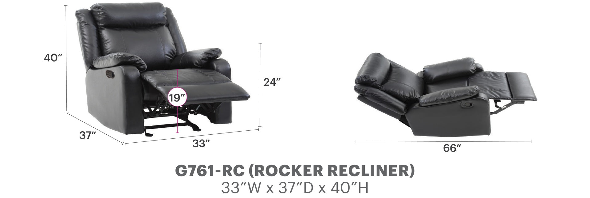 Contemporary Black Padded Recliner Chair