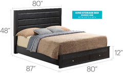 Elegant Black King Storage Bed With Style