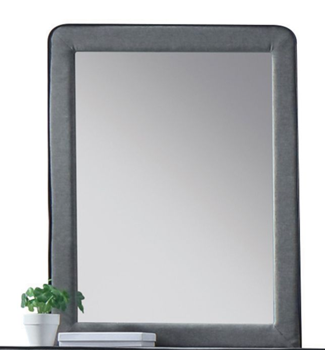 Valda Light Gray Fabric Mirror