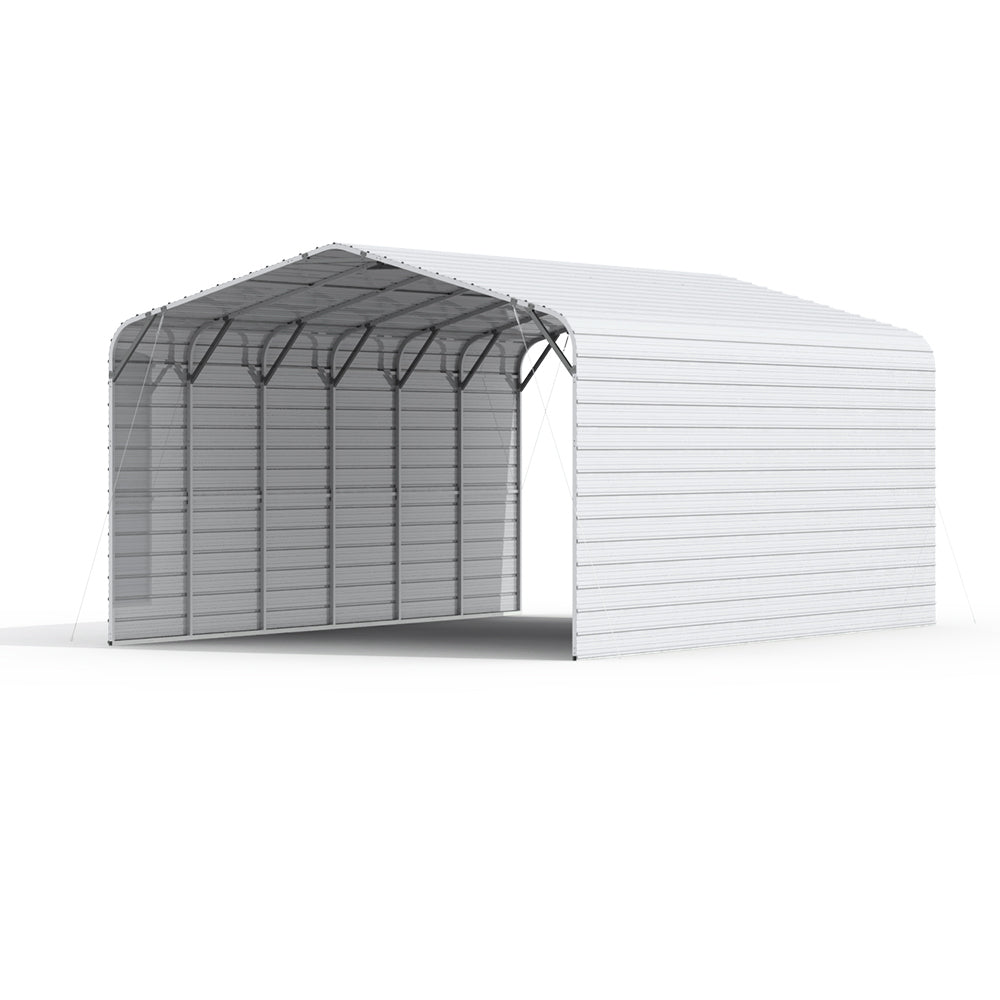20FT x 30FT Metal Garage – Heavy-Duty Steel Carport with 13FT Peak Roof - The customer must have unloading capabilities, such as a forklift or crane