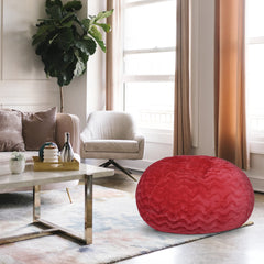 Faux Fur Bean Bag Chair, Red-3ft Cozy and Stretchable Fabric Lounger for Children and Adults with Easy-Clean Cover, Comfortable Faux Fur Seating for Bedrooms, Filled with Shredded and Memory Foam.