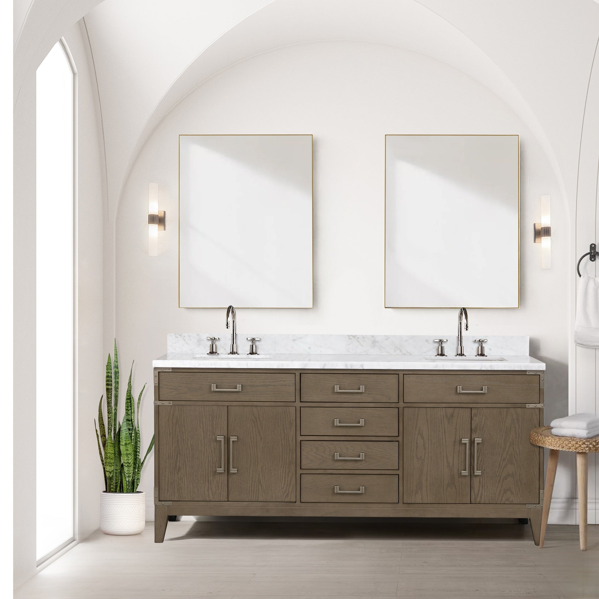 Grey Oak Double Bath Vanity 72 in. W x 22 in. D