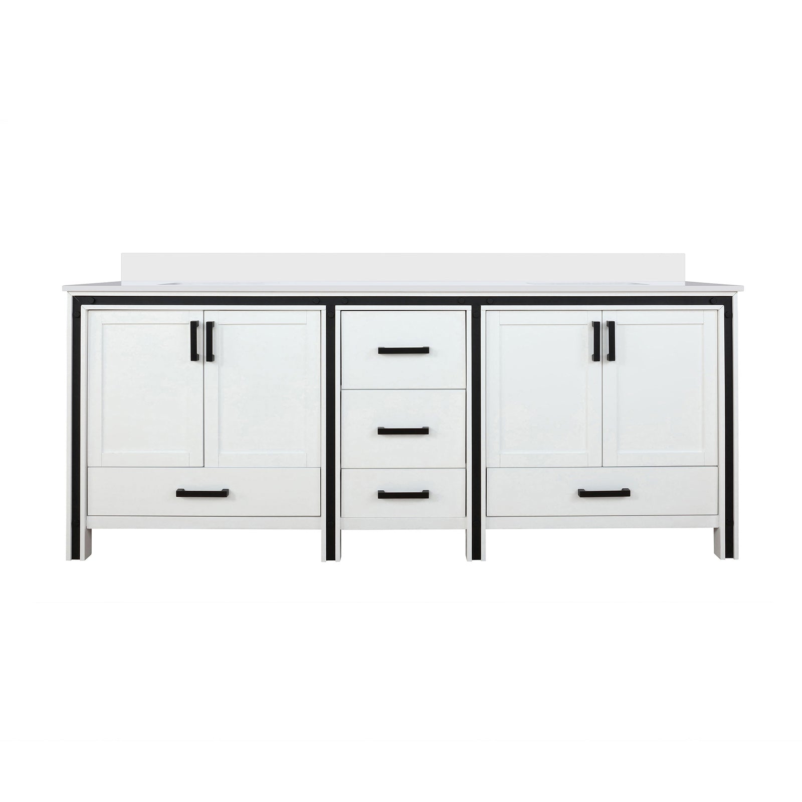 White Double Bath Vanity 84 in. W x 22 in. D, with Cultured Marble Top