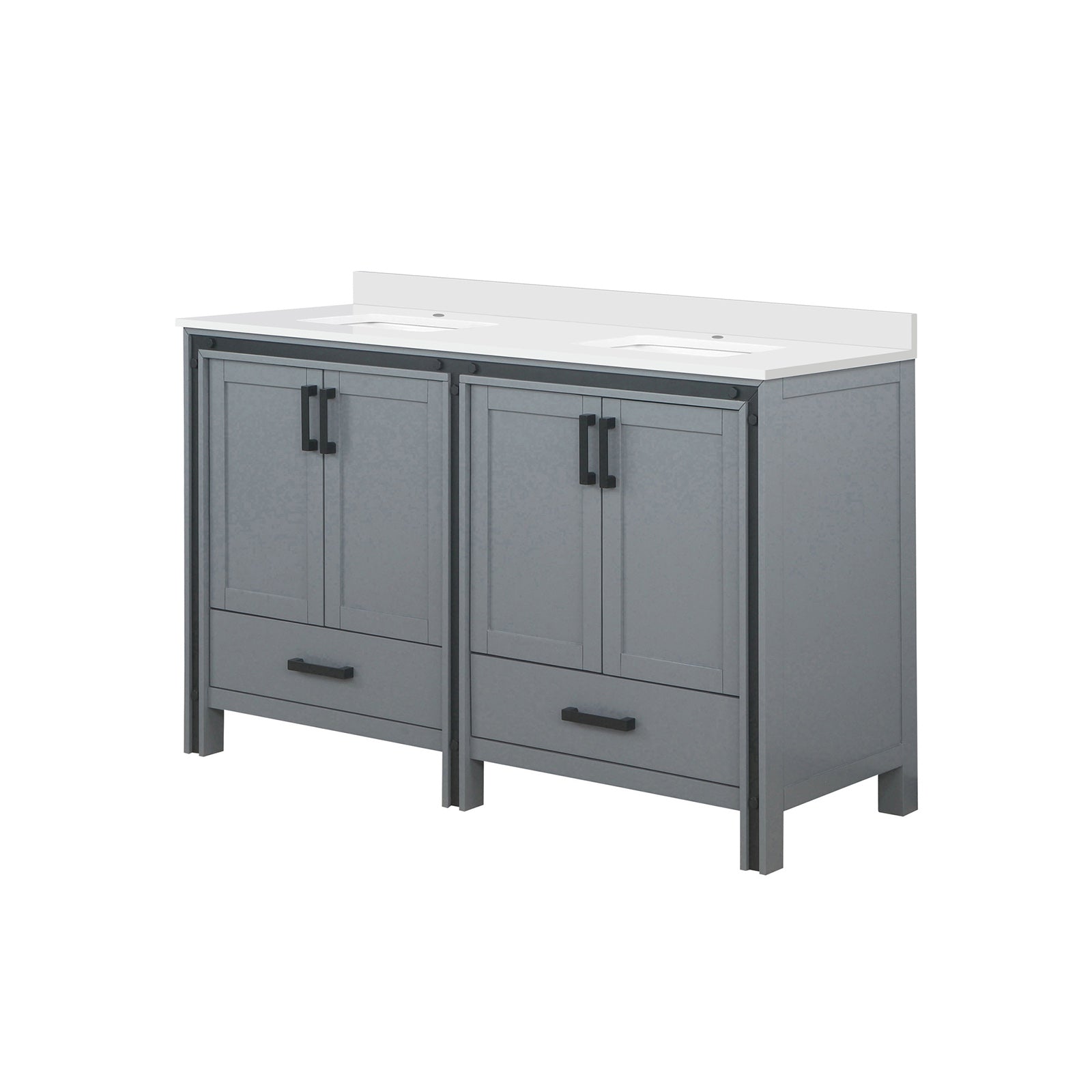 Dark Grey Double Bath Vanity 60 in. W x 22 in. D, with Cultured Marble Top