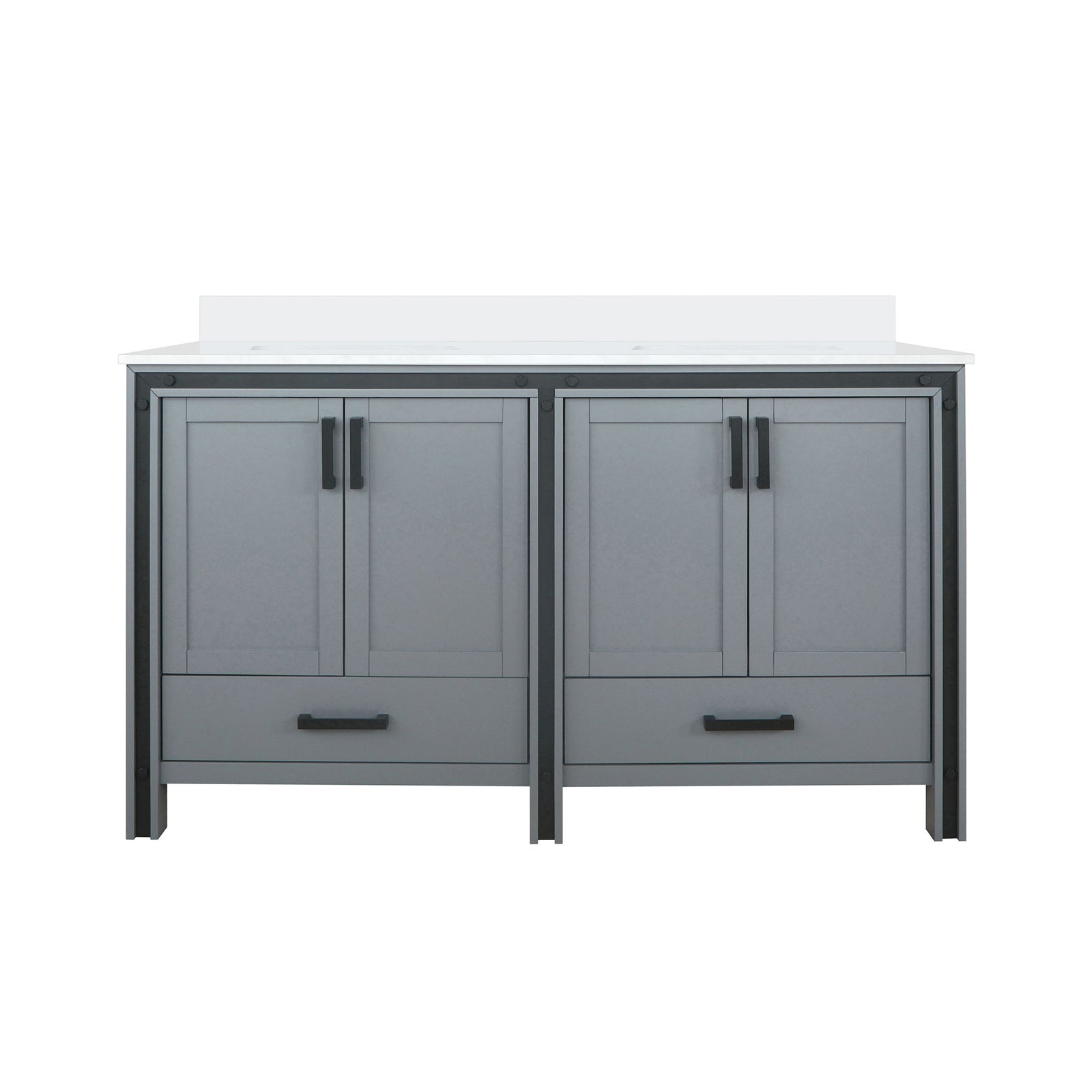 Dark Grey Double Bath Vanity 60 in. W x 22 in. D, with Cultured Marble Top
